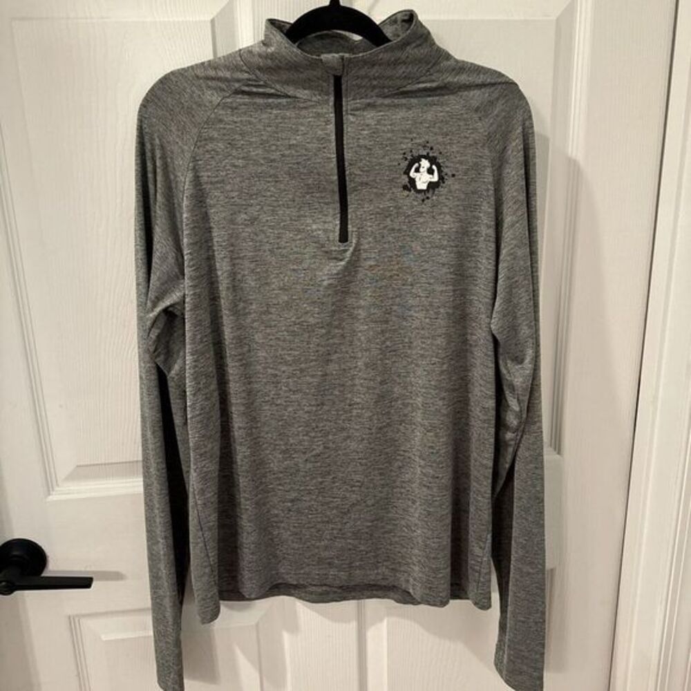 Rugged Maniac Men's 1/4 Zip Performance Long Sleeve Activewear T-Shirt Gray Med‎